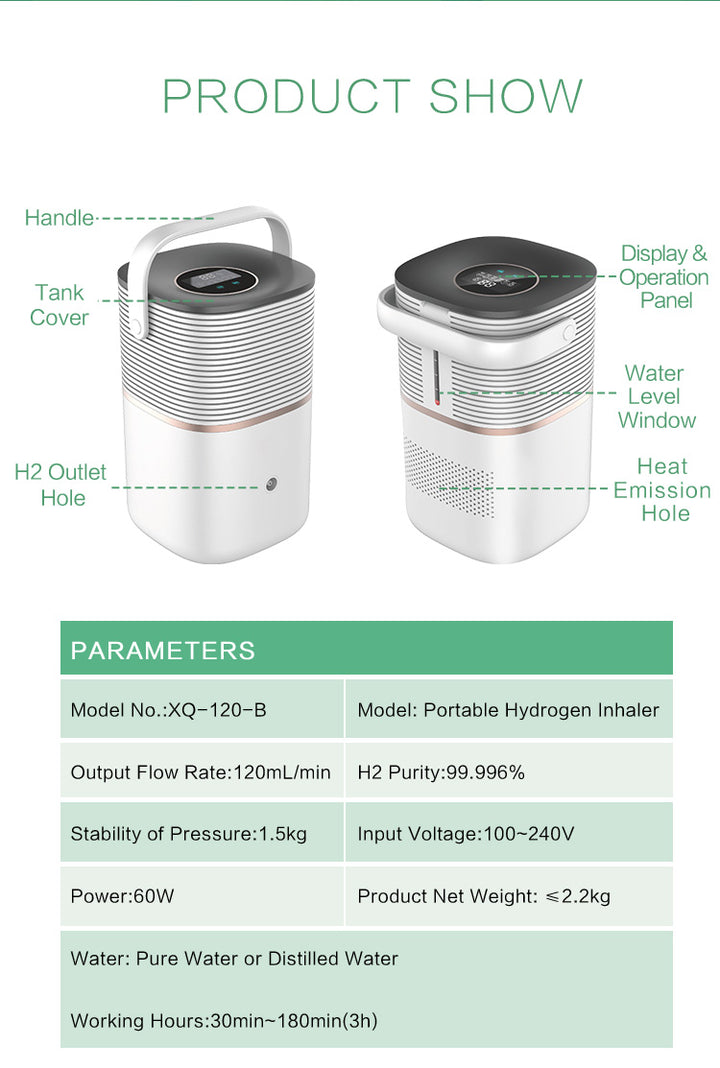 Mini Hydrogen Inhaler SPE120 - Parameters