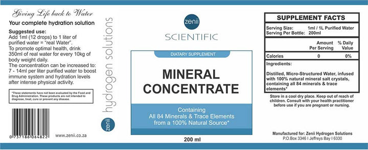 Mineral Concentrate 200ml label